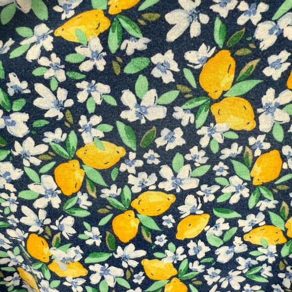 Croft & Barrow Classic Tee Women 2X Short Sleeve Blue Cotton Lemons Floral Shirt - Picture 5 of 11
